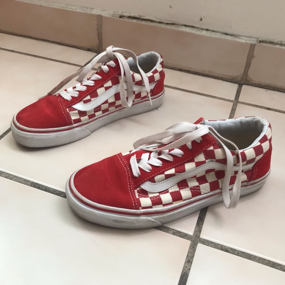 Red checkered Vans